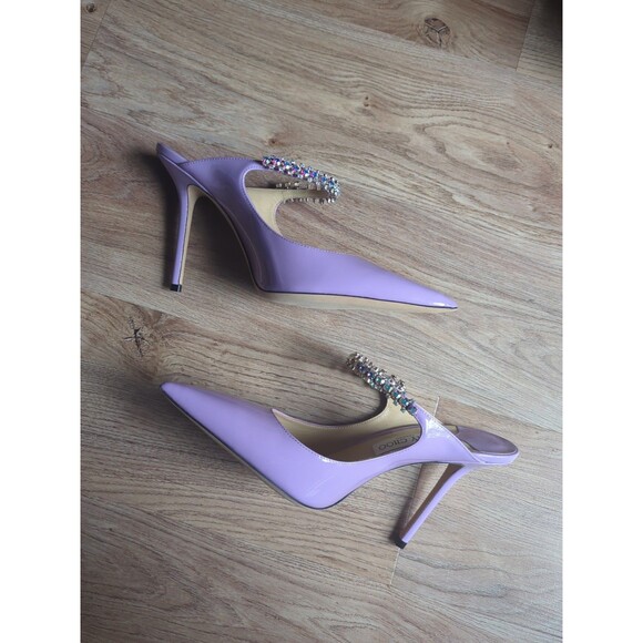 Jimmy Choo Bing 100 Lilac Patent Leather Slip On Mule Heels Womens EU 40.5 - Picture 10 of 16